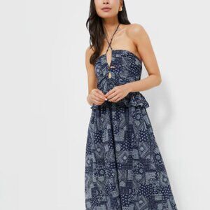 En Saison Navy White Daytona Midi Dress